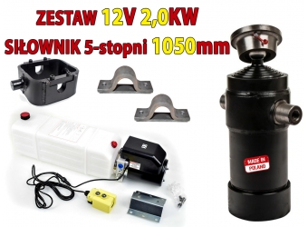 Zestaw wywrotki, agregat 12V + siłownik 1050mm + mocowania + kołyska 